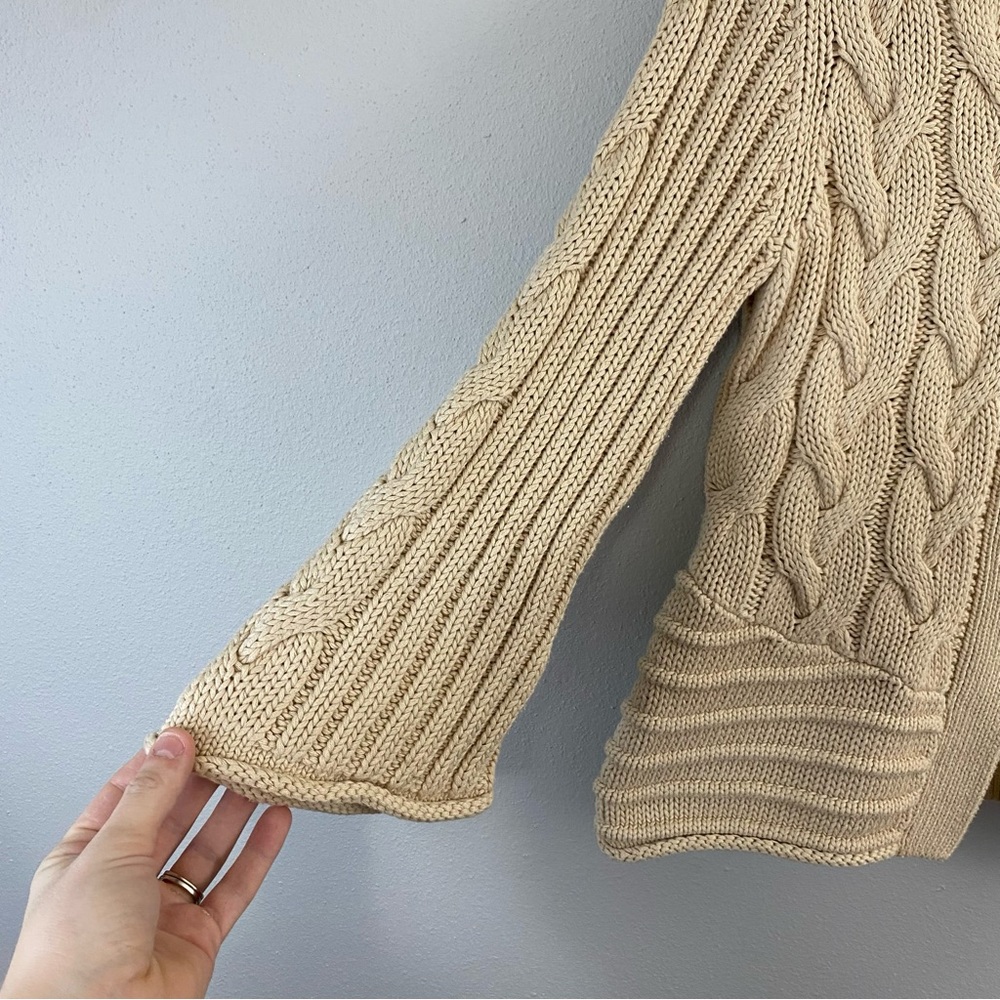Jillian Nicole Knit Cable Knit Cardigan Tan/Beige Women’s Small Fisherman - Picture 2 of 6